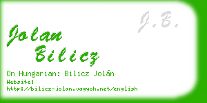 jolan bilicz business card